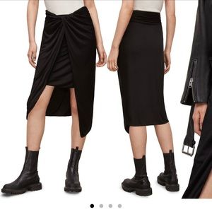AllSaints black Sami Midi Skirt